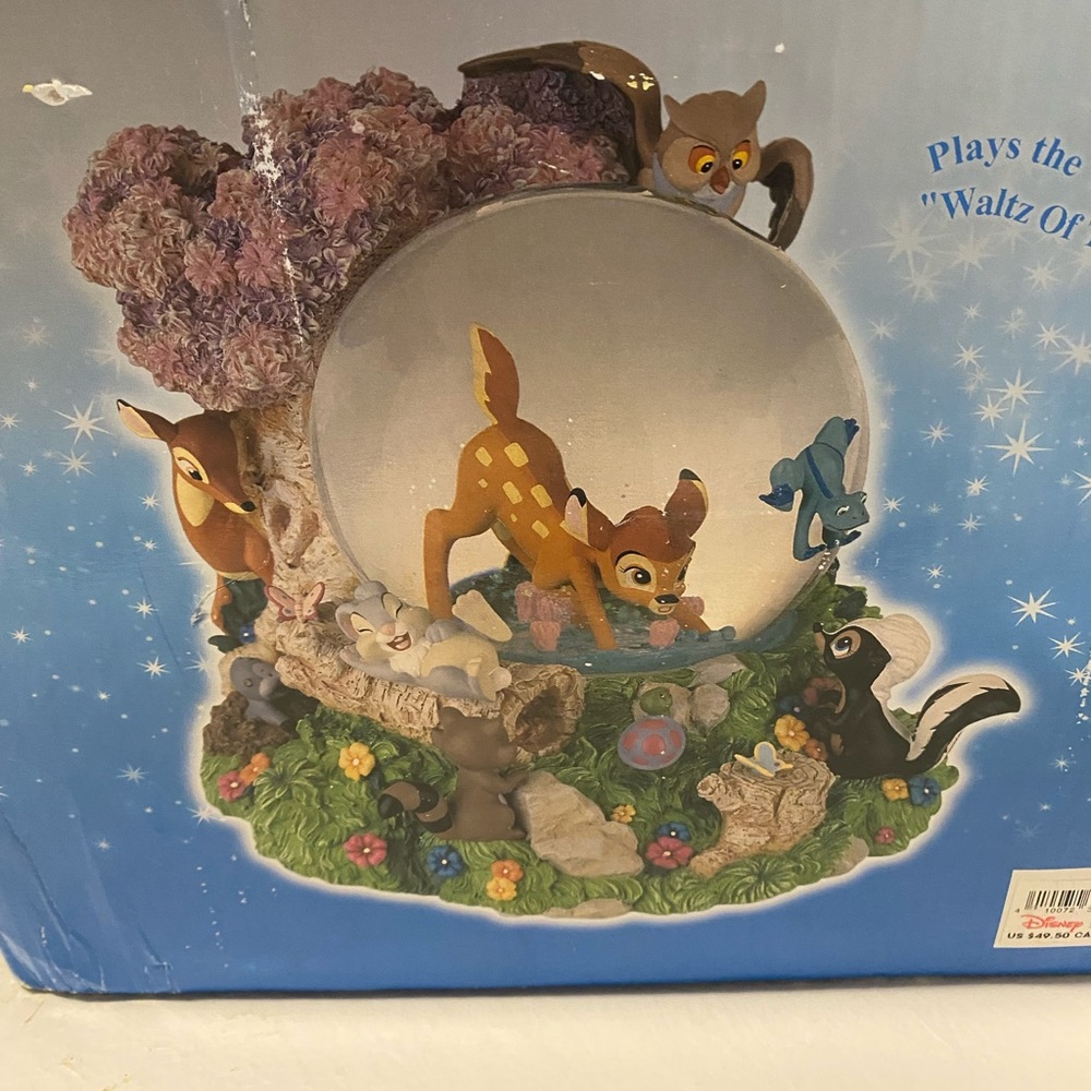 NEW IN BOX DISNEY Bambi Snow Globe with Forest Animals and Musical Wind Up - Picture 2 of 12